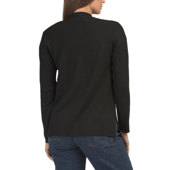 VERVE AMI Black Shawl Collar Mixed Ribbed Knit Cardigan - Picture 2 of 2